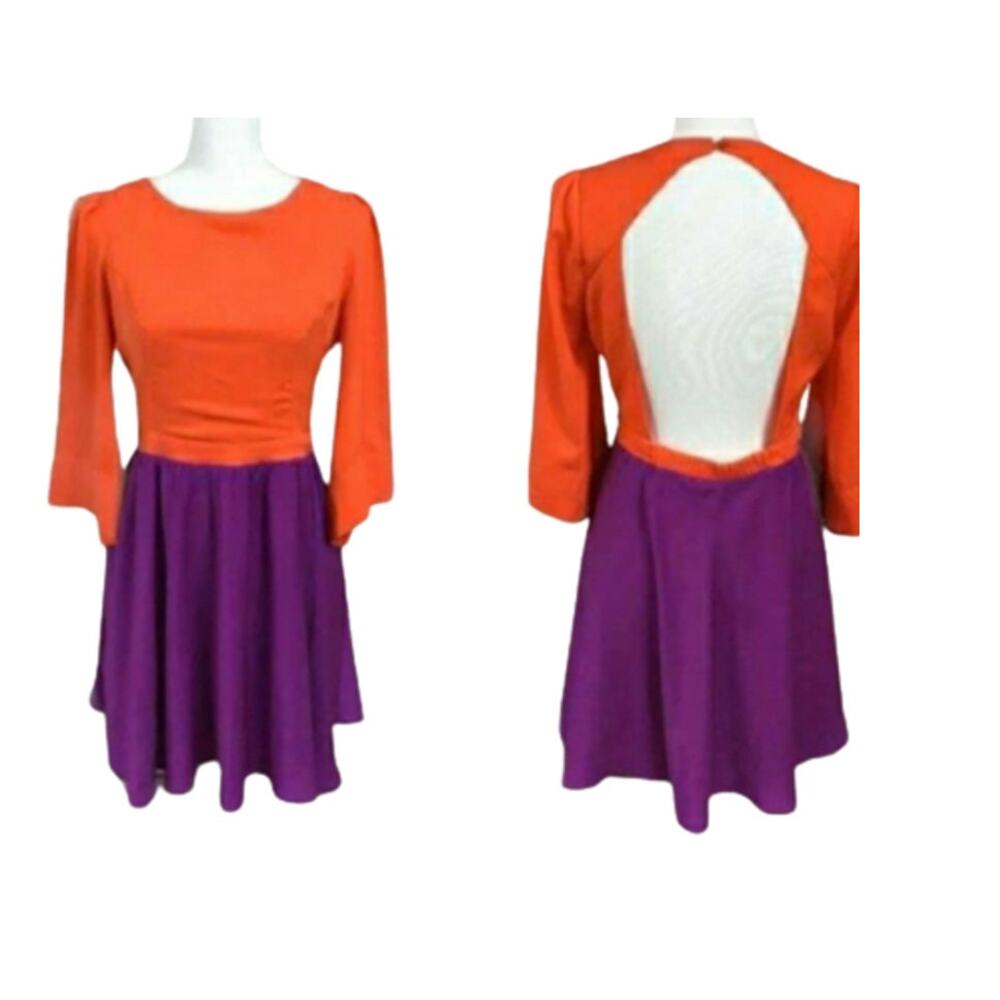2 For $5 Sale Karlie Open Back Orange & Purple Dress  Size M